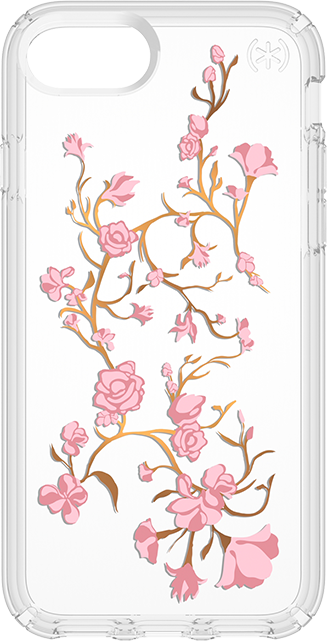 Speck GoldenBlossoms Presidio Clear + Print Case - iPhone SE (2020)/8/7/6s - Pink